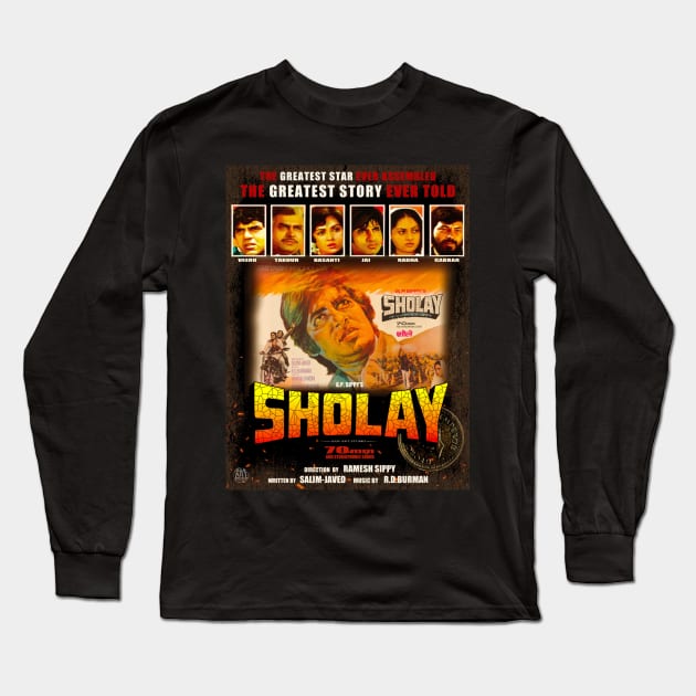 Sholay-Amitabh Bachchan-jai Long Sleeve T-Shirt by SAN ART STUDIO 